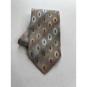 Fratelli Moda Black, Metallic Geometric Pattern 100% Silk Tie Handmade NWOT